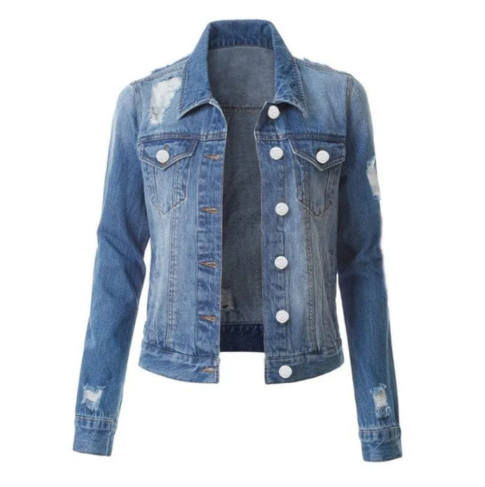 2025 2025 Popular trade New explosion Slim-fit ripped denim top women