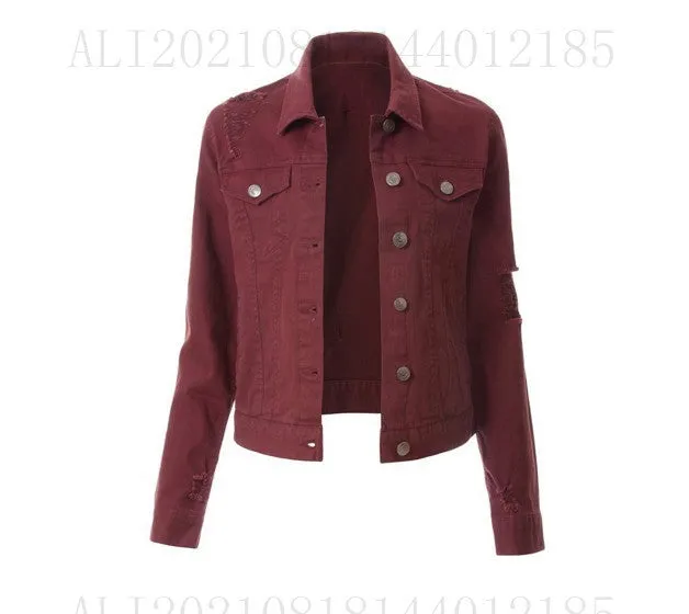 2025 2025 Popular trade New explosion Slim-fit ripped denim top women