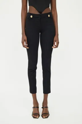 Black & Gold Button Stretch Pant