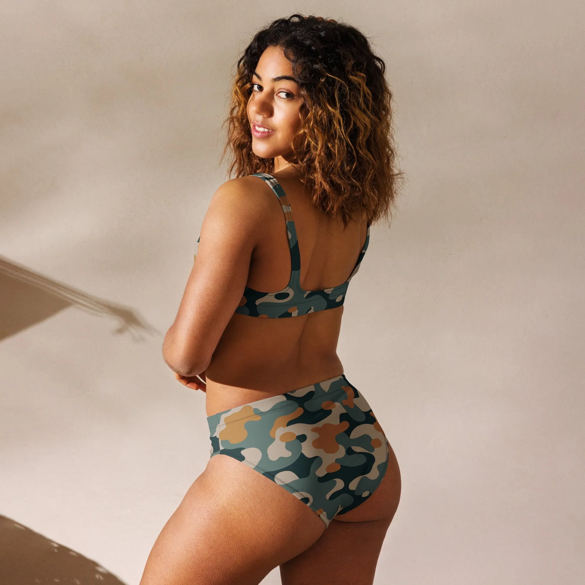 Camouflaged Recycled high-waisted bikini
