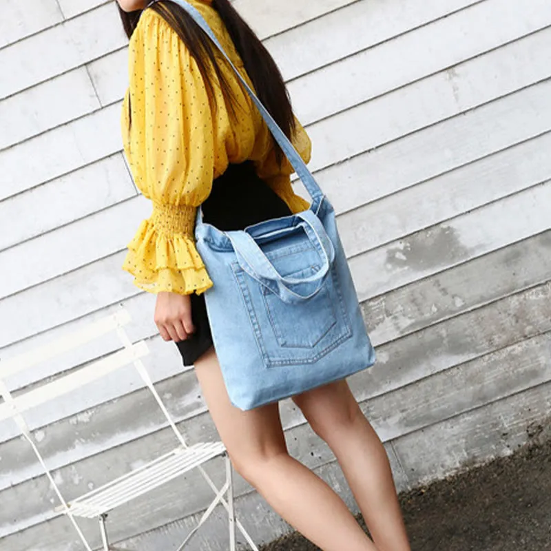 Denim Tote For Outing Retro Canvas Ripped Crossbody Bag