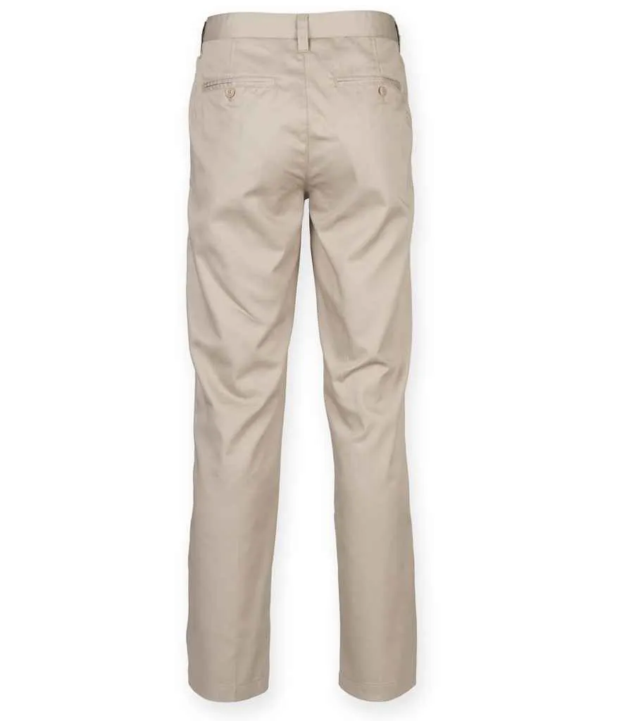 Henbury Ladies 65/35 Flat Fronted Chino Trousers | Stone