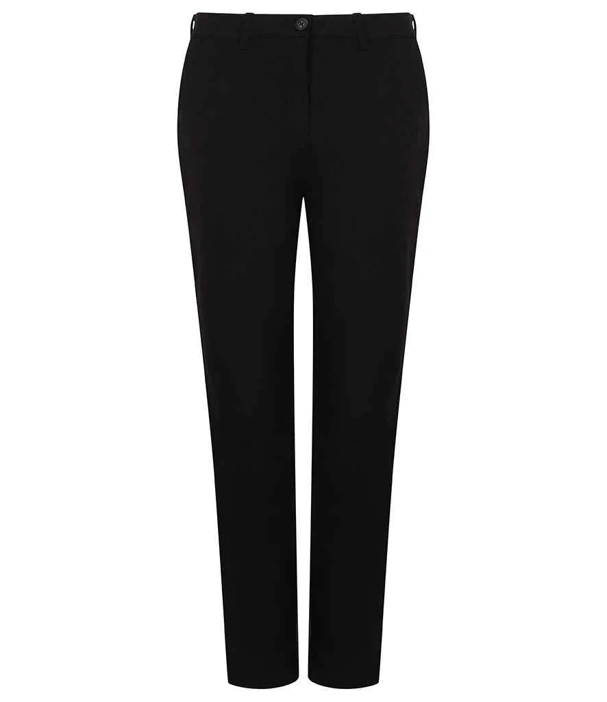 Henbury Ladies Stretch Chino Trousers | Black