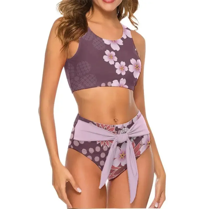 High Waisted Modest Floral Bikini for Beachy Bug Lovers