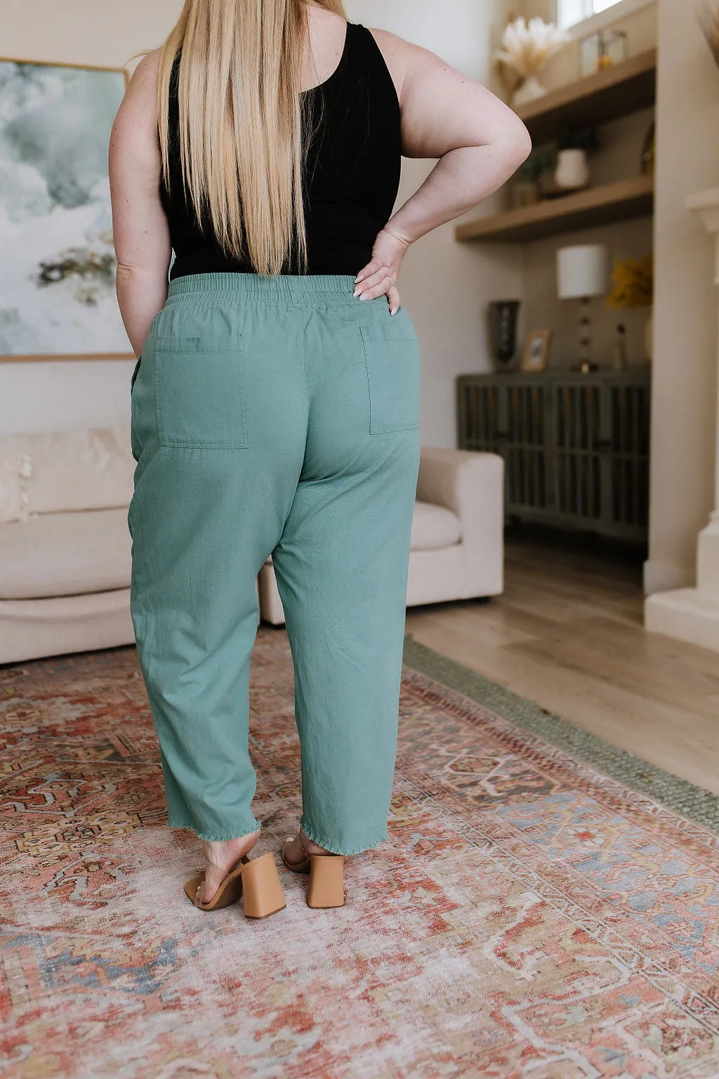 High Waisted Pants in Jade