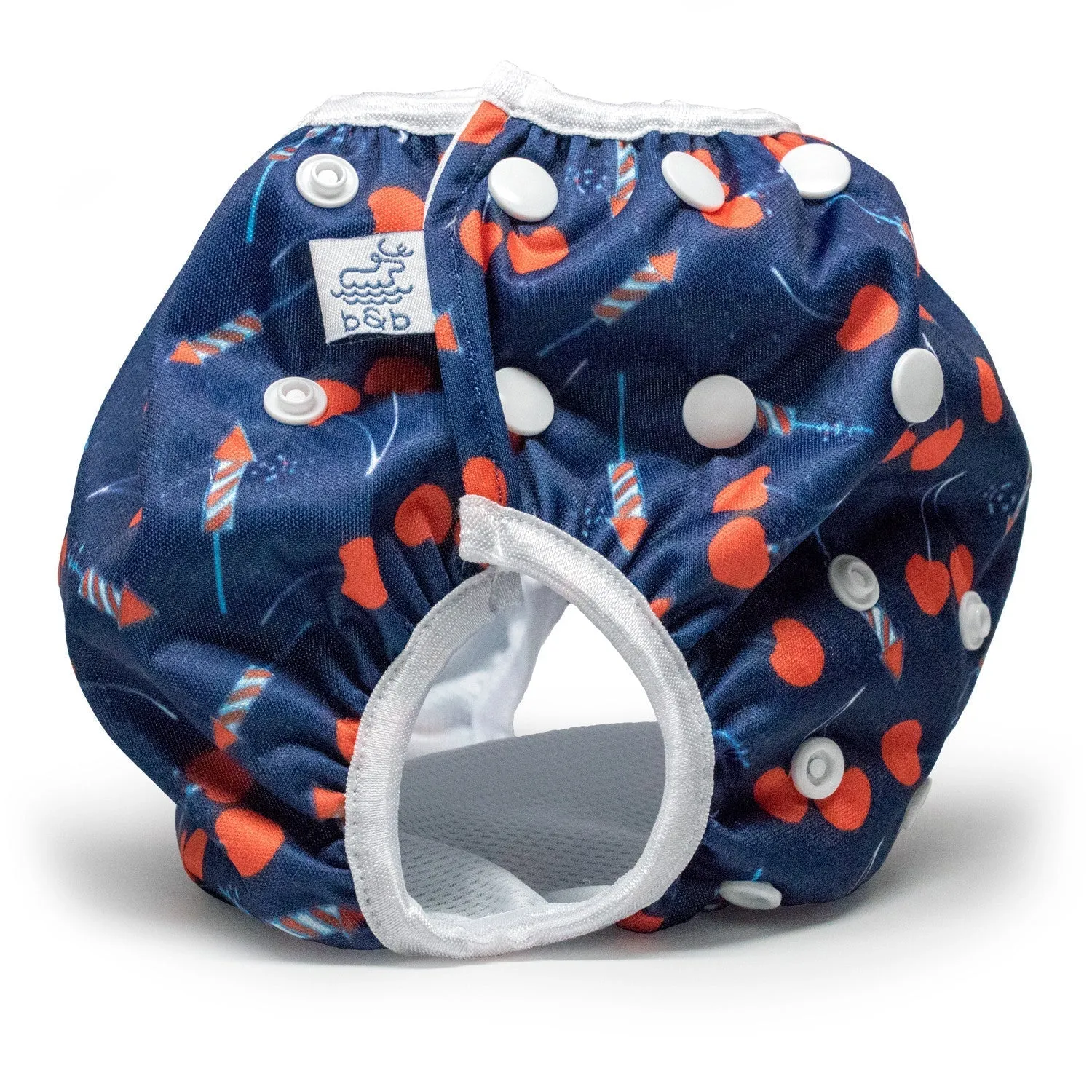 L/E Lauren Holiday Summer Cherry Bomb Print Nageuret Swim Diaper - 100% Proceeds to CF Foundation
