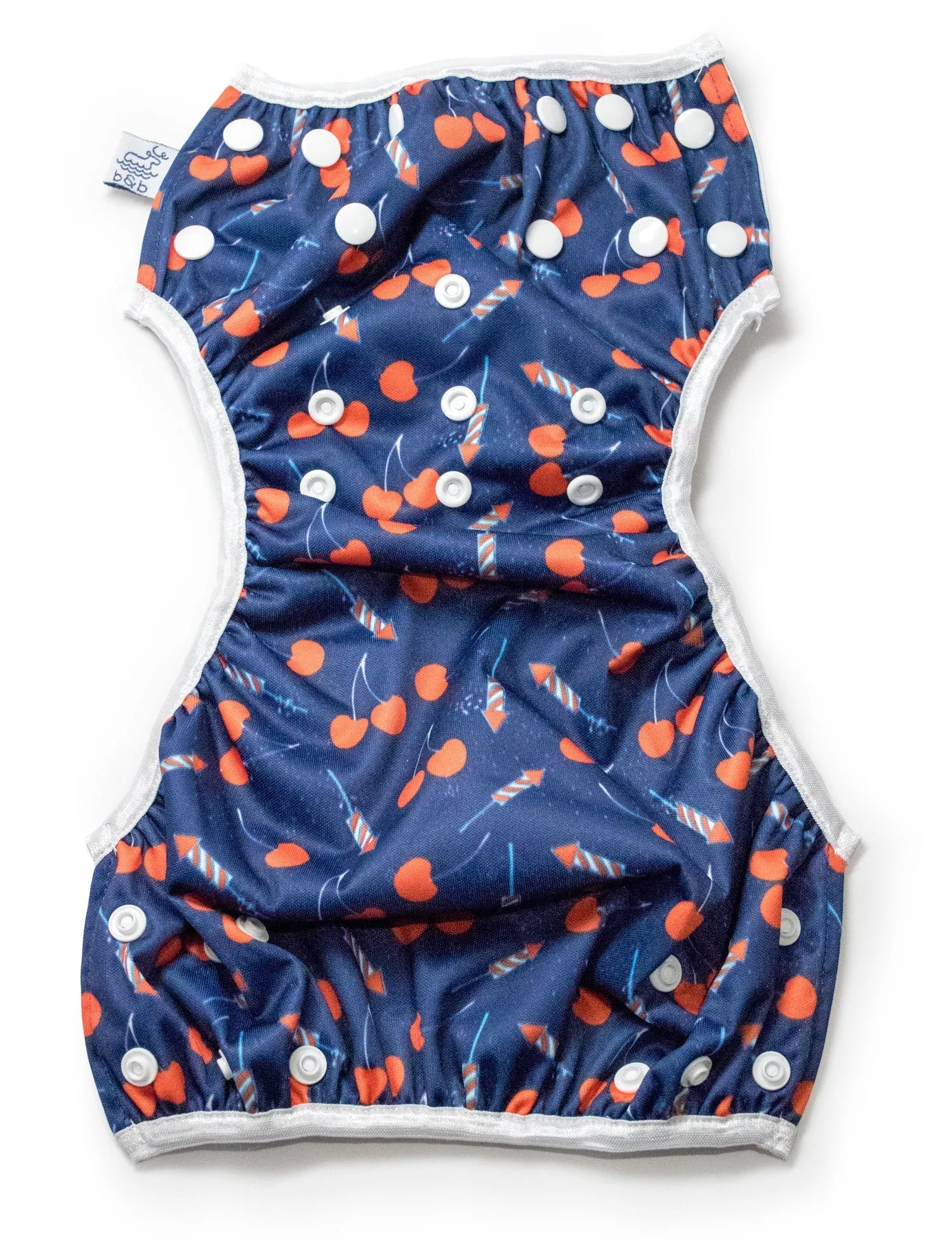 L/E Lauren Holiday Summer Cherry Bomb Print Nageuret Swim Diaper - 100% Proceeds to CF Foundation
