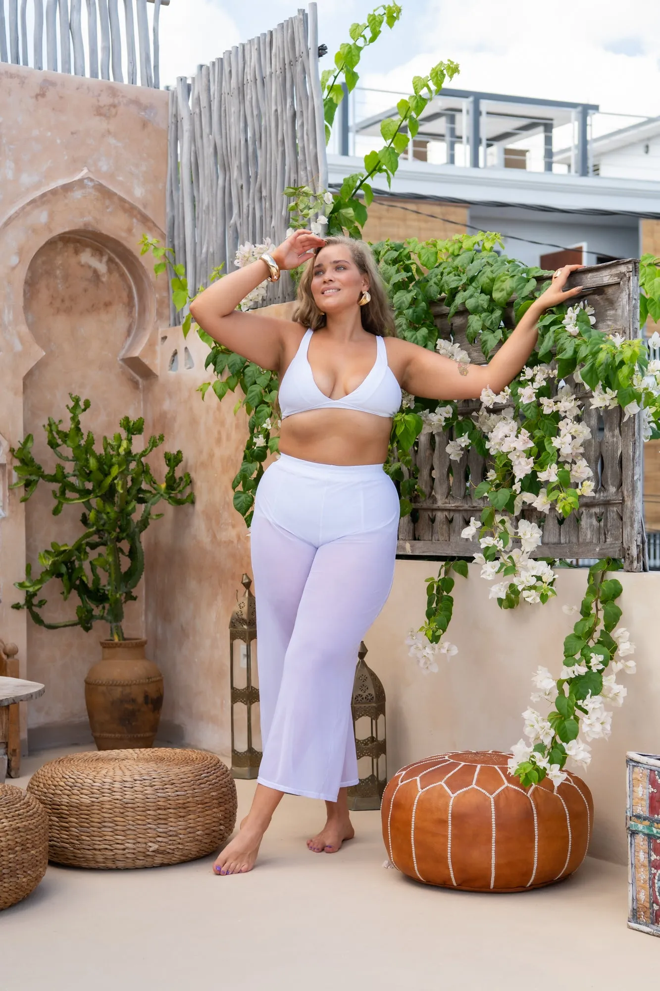 Marina Wide Leg Pants - Fresh White