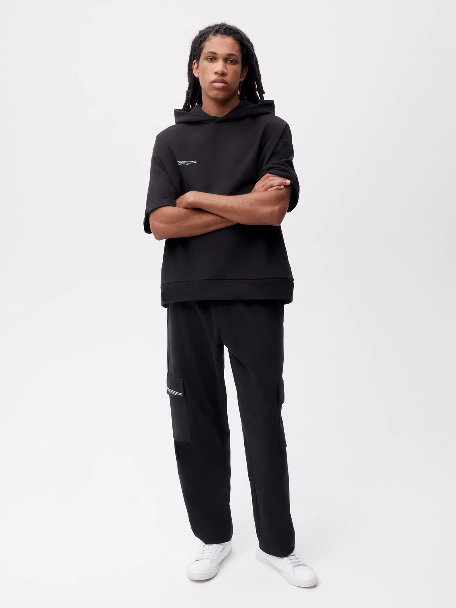Mens Double Jersey Cargo Track Pants—black