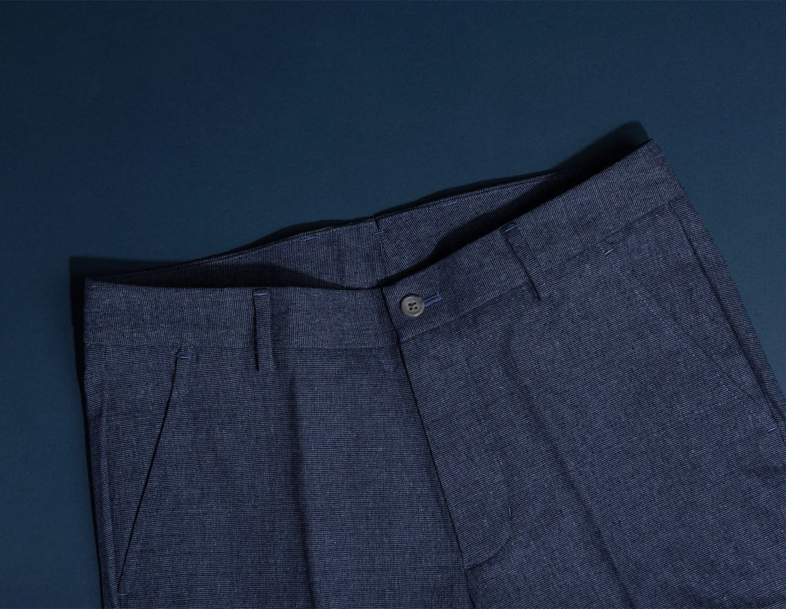 Navy And Black Cotton Herringbone