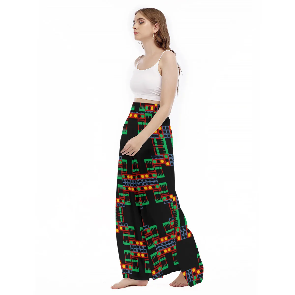 OD Women's High Waist Wide Leg Culottes BlkPt