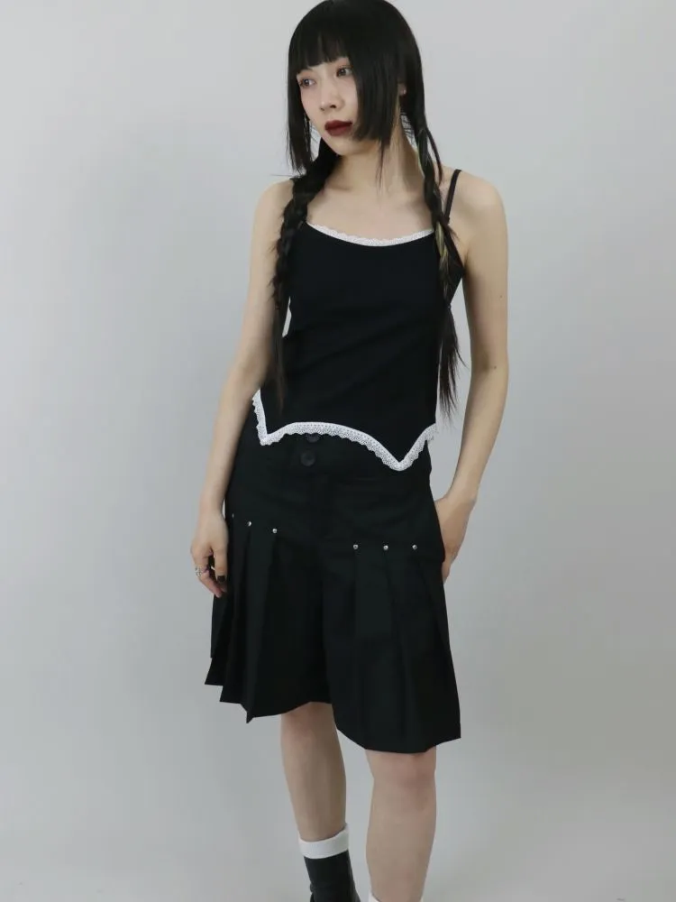【ROSETOWER】High waist pleated design culottes skirt  RT0008