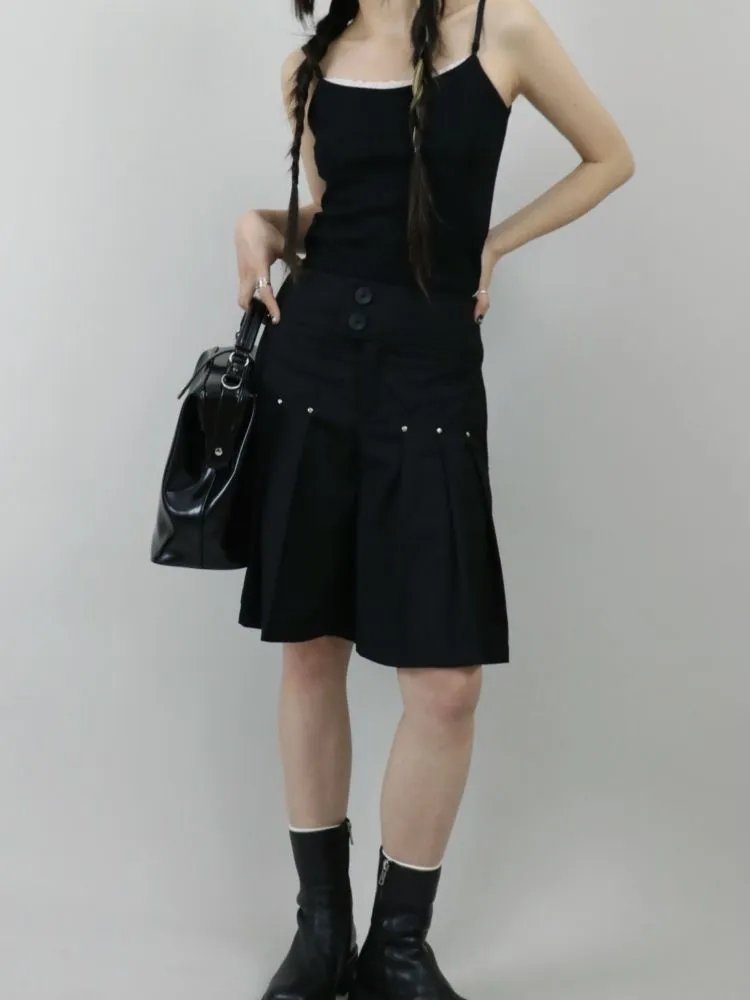 【ROSETOWER】High waist pleated design culottes skirt  RT0008