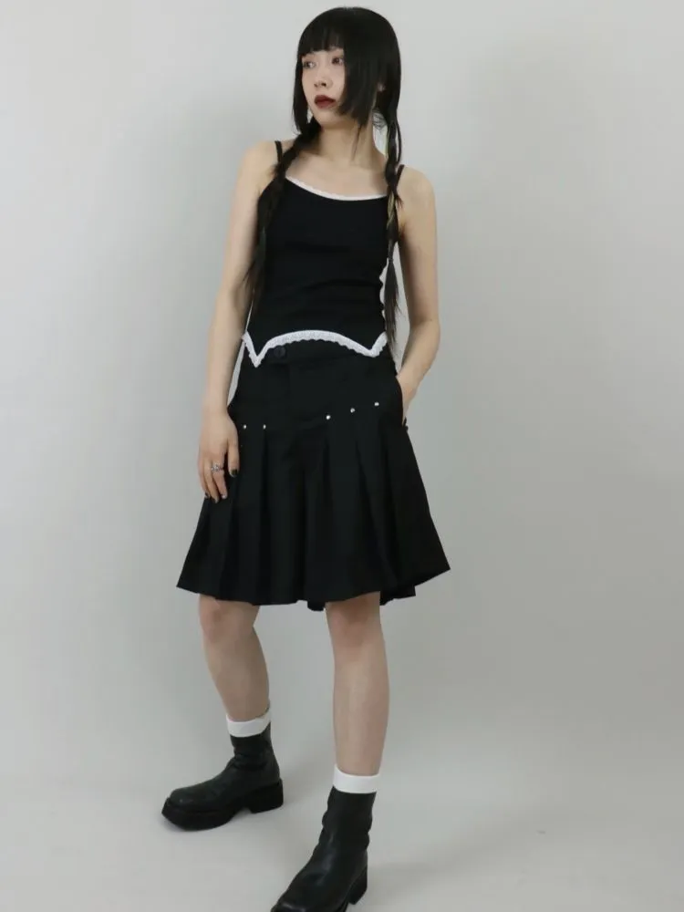 【ROSETOWER】High waist pleated design culottes skirt  RT0008