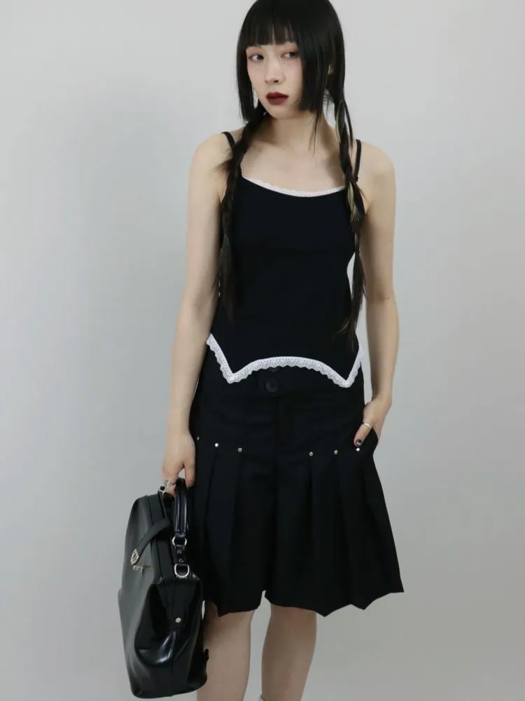 【ROSETOWER】High waist pleated design culottes skirt  RT0008