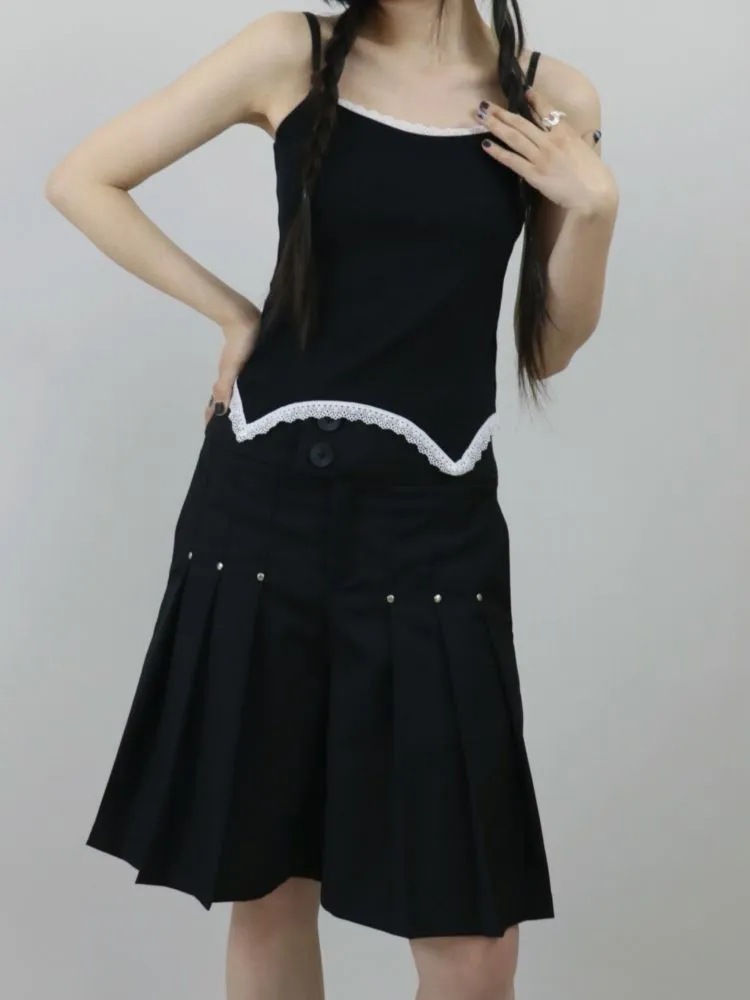 【ROSETOWER】High waist pleated design culottes skirt  RT0008