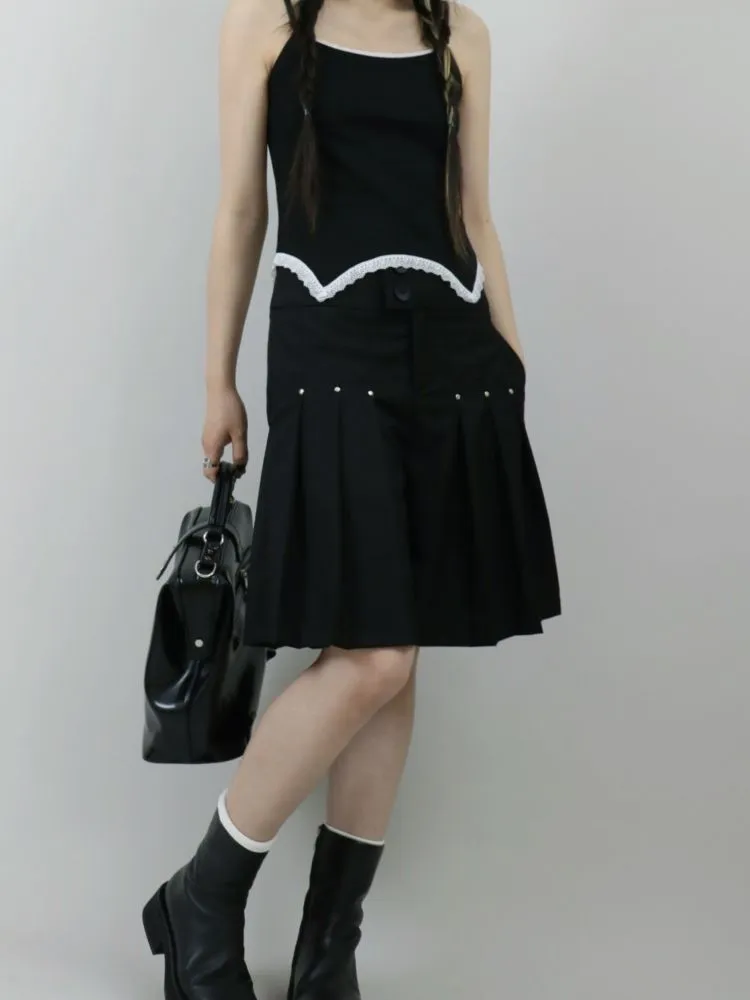 【ROSETOWER】High waist pleated design culottes skirt  RT0008
