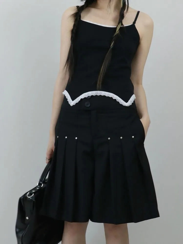 【ROSETOWER】High waist pleated design culottes skirt  RT0008