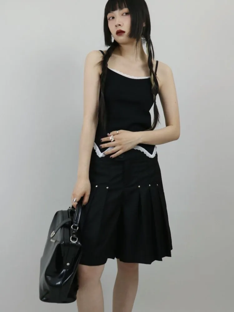 【ROSETOWER】High waist pleated design culottes skirt  RT0008