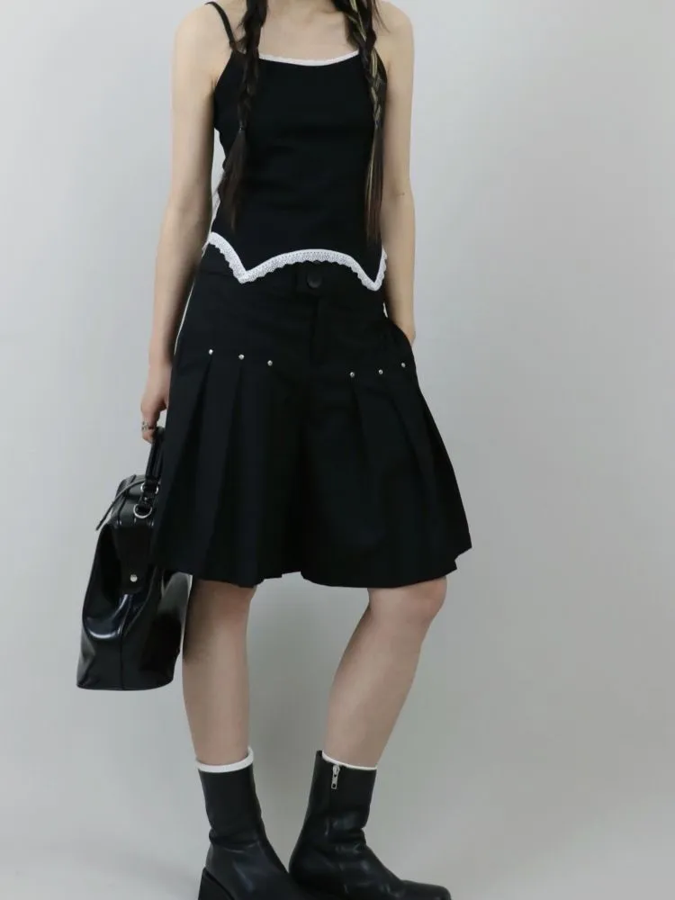 【ROSETOWER】High waist pleated design culottes skirt  RT0008