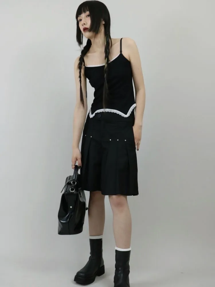 【ROSETOWER】High waist pleated design culottes skirt  RT0008