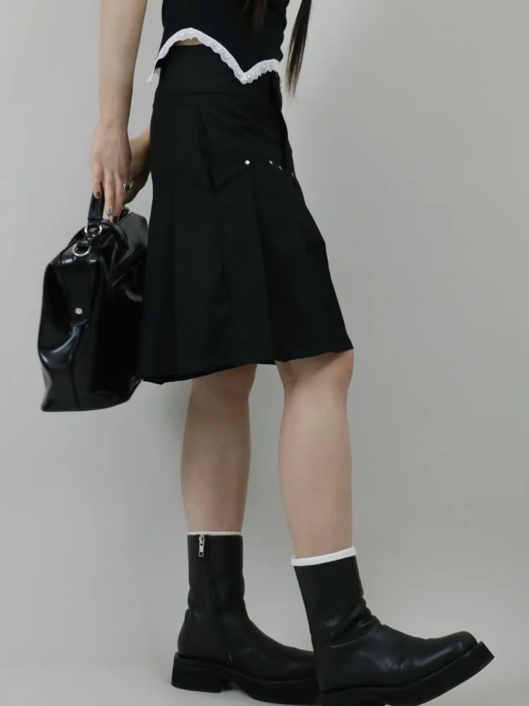 【ROSETOWER】High waist pleated design culottes skirt  RT0008