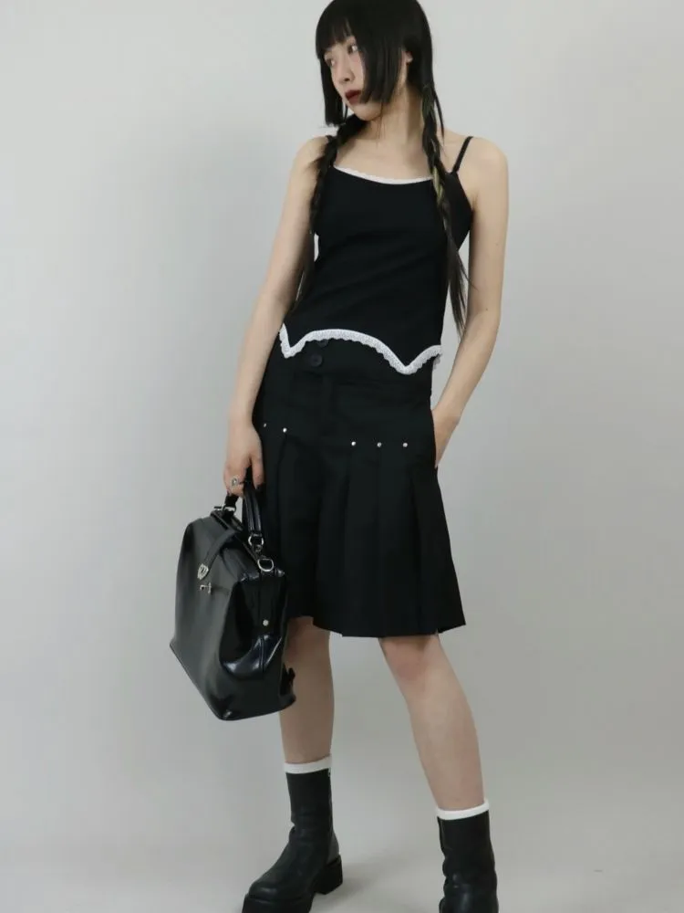 【ROSETOWER】High waist pleated design culottes skirt  RT0008