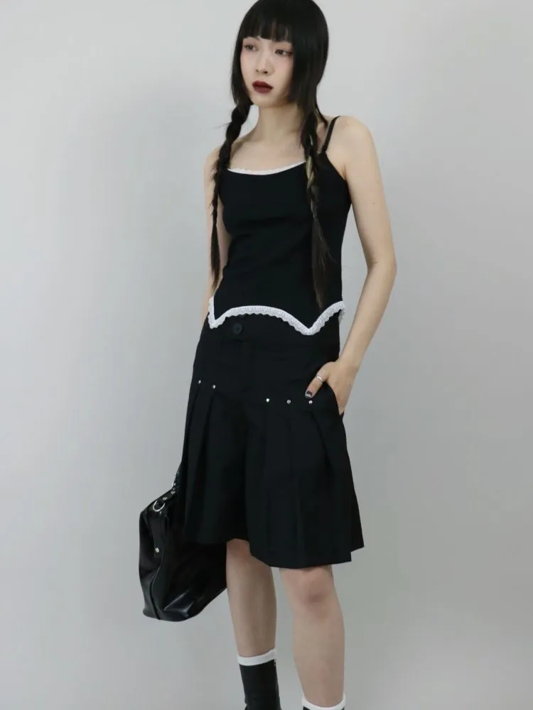 【ROSETOWER】High waist pleated design culottes skirt  RT0008