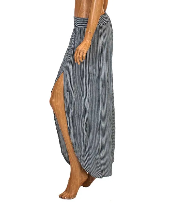 Stripe Deep Slit Culottes