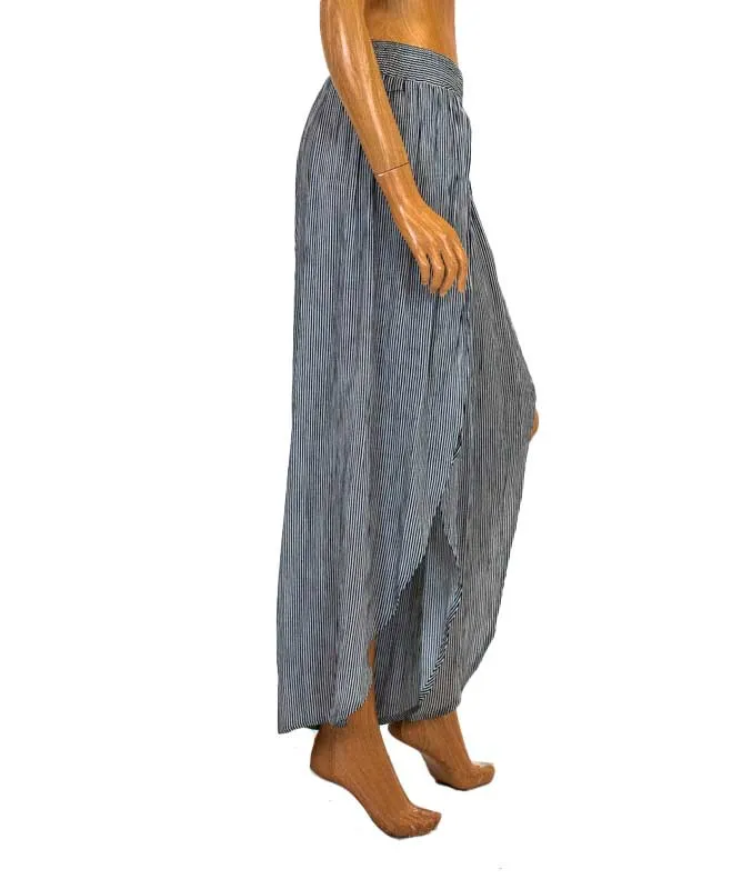Stripe Deep Slit Culottes