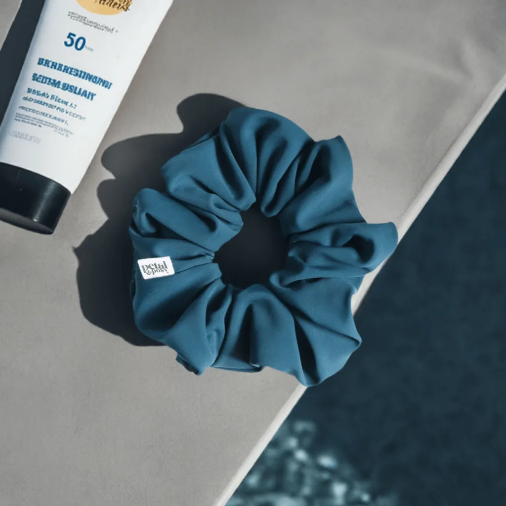 Swim Fluff Chlorine Safe Scrunchie in Deep Sea