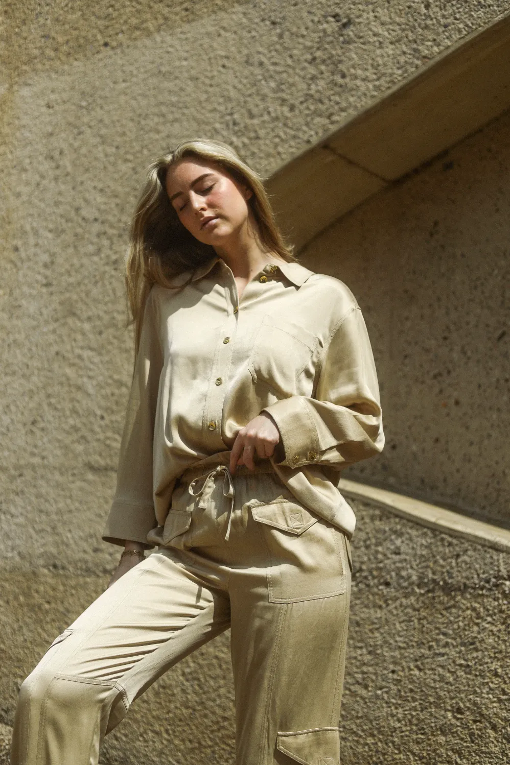 Washed Satin Beige