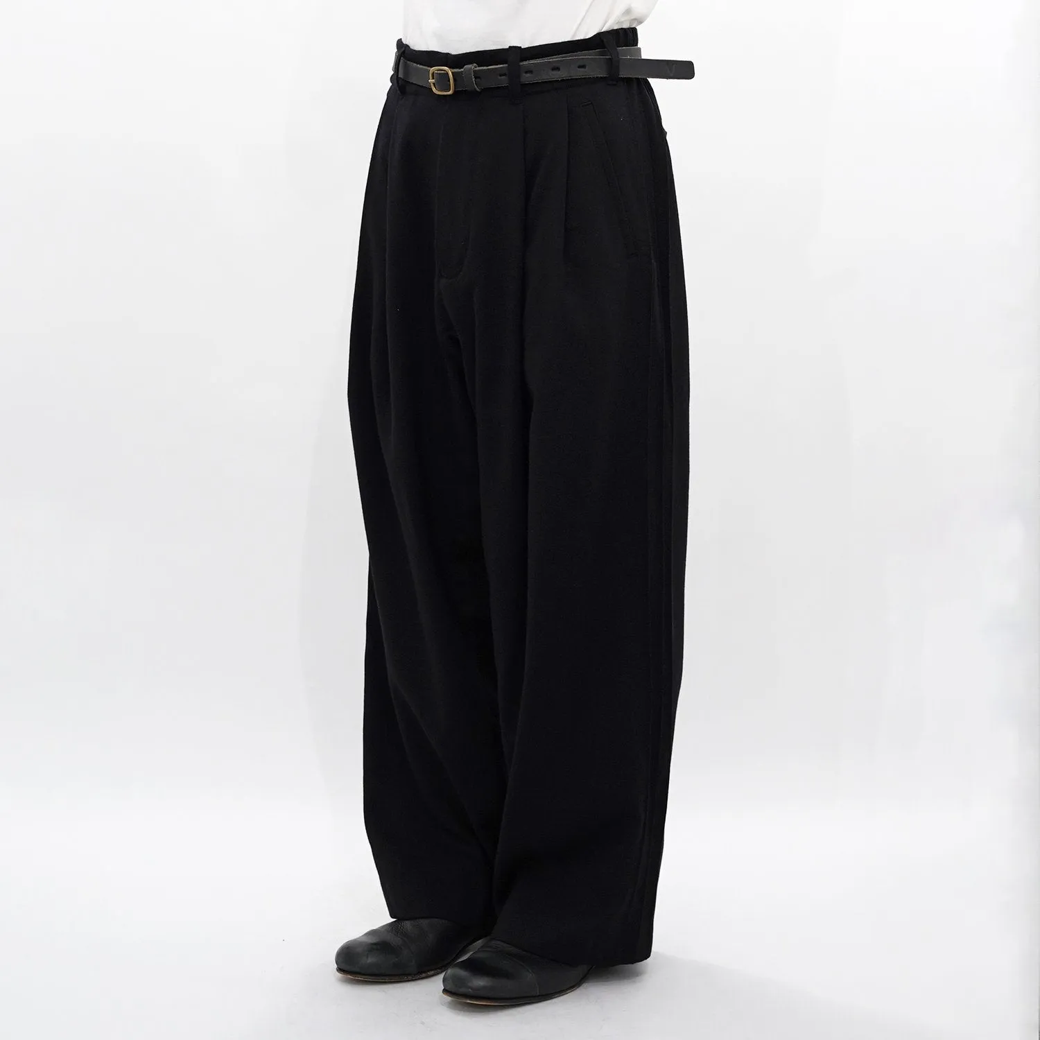 WM09-PT242092 STRETCH GABARRE THREE LINE WIDE PANTS