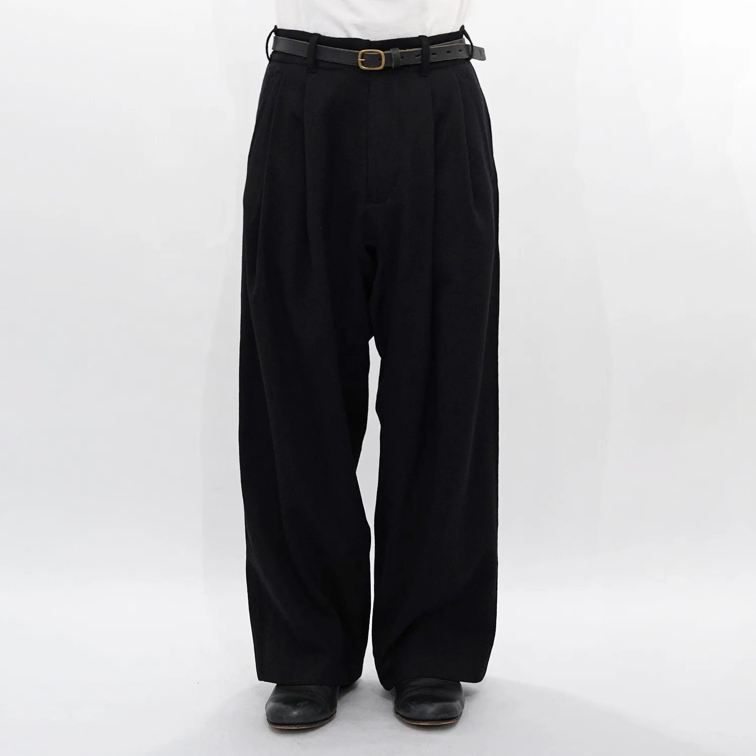 WM09-PT242092 STRETCH GABARRE THREE LINE WIDE PANTS